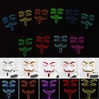 EL Wire 10 Colors Optional Glowing Mask for VENDETTA Halloween Cosplay Party Mask