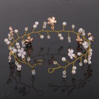 Elegant Crystal Flower Pearls Headband Headpieces Hair Accessories