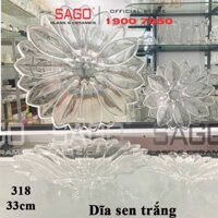 ELEGANT JZ-318 - Dĩa Thủy Tinh Cạn Tia Sen Trắng Elegant Đường Kính 33.0cm | Thủy Tinh Màu Cao Cấp