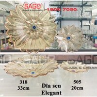 ELEGANT JZ-318V - Dĩa Thủy Tinh Cạn Tia Sen Vàng Elegant Đường Kính 33.0cm | Thủy Tinh Màu Cao Cấp