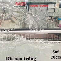 ELEGANT JZ-505 - Dĩa Thủy Tinh Cạn Tia Sen Trắng Elegant Đường Kính 20.0cm | Thủy Tinh Màu Cao Cấp