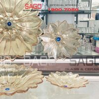 ELEGANT JZ-505V - Dĩa Thủy Tinh Cạn Tia Sen Vàng Elegant Đường Kính 20.0cm | Thủy Tinh Màu Cao Cấp