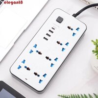 Elegant Power Multi Tap, Dải nguồn mở rộng 2m đa năng, Bộ bảo vệ chống sét 6 ổ cắm AC & 3 nút nguồn USB An toàn 1 loại C Ổ cắm điện Ký túc xá