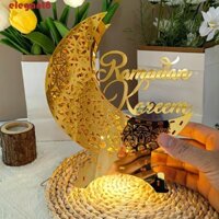 Elegant Ramadan Eid Mubarak Trang Trí, Acrylic Hình Lưỡi Liềm Mặt Trăng Đèn Bàn, Đồ Dùng Dự Tiệc DIY Rỗng Trang Trí Bàn Nhà