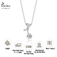 ELENKA Dây chuyền mạ vàng 18K charm nhánh hoa độc lạ đính đá Zircon cao cấp