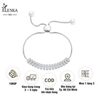 ELENKA Lắc tay mạ vàng 18K đính đá lấp lánh dây rút ngọc trai phong cách tiểu thư