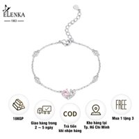 ELENKA Lắc tay nữ mạ vàng vàng 18K pha lê hồng đính đá Zircon phong cách Hàn Quốc dễ thương