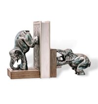 Elephant-shaped Book Block With Wooden Base- Chặn Sách Hình Voi Đế Gỗ