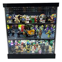 Elite Gloss Black Acrylic LED Lighted & Mirrored Display CASE for Lego MEGA BLOKS and Most Other Minifigures