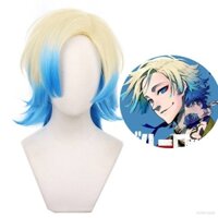 Ellen BLUE LOCK ﻿Michael Kaiser Cosplay Wig Beige Gradient Blue Short Hair Halloween Party Cosplay Decor