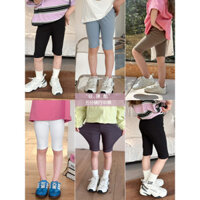 Elmobebe Trẻ Em Cao Cấp Năm Điểm Quần Đi Xe Đạp Bé Gái Quần Tập Yoga Slim-Fit Legging Hợp Thời Trang