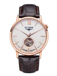 ELYSEE Men's Classic-Edition Gold Automatic-self-Wind Watch with Leather Calfskin Strap, Brown, 21 (Model: 77012.0)