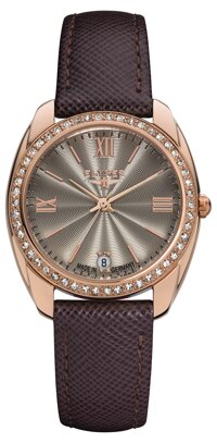 ELYSEE Women's Ladies-Edition Gold Quartz Watch with Leather Calfskin Strap, Brown, 16 (Model: 28603.0)