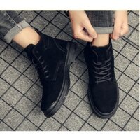 [ÊM CHÂN] Giày boot nam da lộn cổ thấp, combat boots da lộn trơn chống trượt, hàng Quảng Châu Trung Quốc SM008