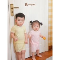 EMBES Bộ quần áo cộc tay cho bé chất liệu thun tăm từ 6 tháng đến 4 tuổi