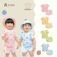Embes Bộ quần áo cộc tay Embes cho bé trai bé gái chất liệu cotton mềm mịn - 24K202
