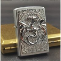 Emblem hình dán bật lửa Zippo rồng bạc