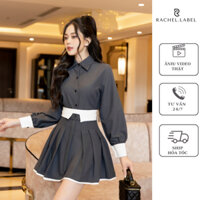 Emily Set - áo dài phối tay trắng kết hợp chân váy xòe dáng ngắn Rachel Label - SG002