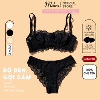 EMILY | Set Đồ Lót Ren Đen Cup Ngang Áo Ngực Có Gọng Nâng Ngực Gợi Cảm Quần Lót Ren Gợi Cảm Mebra