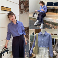 [Em.Mây] Áo Sơ Mi Cổ Điển Kẻ Xanh