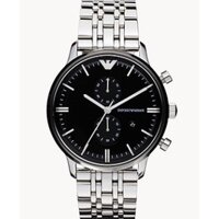 Emporio Armani Đồng Hồ Nam AR0389 Đồng Hồ Bấm Giờ Cổ Điển Mặt Số Màu Đen-Bạc