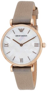 Emporio Armani Women's Dress Quartz Watch with Stainless-Steel Strap, Brown, 14 (Model: AR11111)