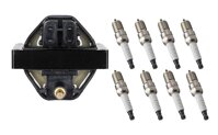 ENA Set of 8 Spark Plugs and 1 Ignition Coil compatible with 1985-1986 Oldsmobile Calais 2.5L and 1992-1993 Chevrolet K3500 K2500 K1500 5.7L DR37 S...