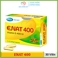 ENAT 400 Hộp 30 Viên - Bổ Sung Vitamin E 400 UI Giúp Cho Làn Da Khỏe Mạnh & Hạn Chế Lão Hóa Da