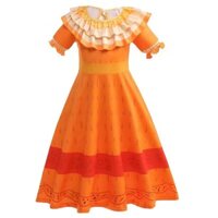 Encanto Sinh Nhật Bên Cung Cấp Trẻ Em Cô Gái Madrigal Pepa Màu Cam Đầm Disp-012