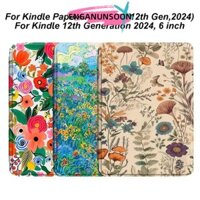 Enganunsoon E-Reader, Tay áo Folio tự động đánh thức / ngủ họa tiết hoa, Vỏ da chống mài mòn chuyên nghiệp cho Paperwhite 2024 Thế hệ thứ 12 / Colorsoft