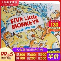 English truyện tranh gốc Năm Ít Monkeys Rửa xe Năm khỉ nhỏ rửa xe cổ điển cuốn sách câu chuyện câu chuyện đọc trước khi đi ngủ thú vị truyện tranh cuốn sách sách thiếu nhi dành cho trẻ em của Liaocai Xing danh sách sách Đồ chơi giáo dục