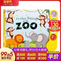 English truyện tranh gốc Monkey Business tại vườn thú Sound Book tinh nghịch khỉ sở thú Ban trò chơi cuốn sách tương tác mẹ con lạc audiobook Đồ chơi giáo dục