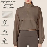 {Enjoy VN} Áo khoác thể thao nữ Áo chui đầu có khóa kéo nhẹ dành cho bộ đường dài chơi gôn Áo gió chạy bộ UPF50 + Áo khoác chống nước.