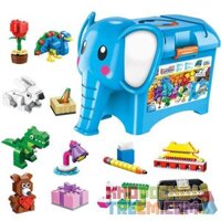 Enlighten 2903 Qman 2903 non Lego HỘP CHÚ VOI CON HỌC THỨC bộ đồ chơi xếp lắp ráp ghép mô hình Classic BUILD N LEARN ELEPHANT Cổ Điển 1104 khối