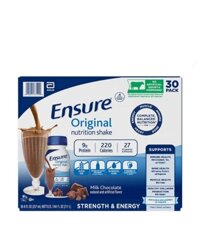 ENSURE - ORIGINAL NUTRITION SHAKE MILK CHOCOLATE (SỮA NƯỚC ENSURE CHOCOLTE 1 THÙNG 30 CHAI)