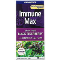 Enzymedica Immune Max Black Elderberry with Vitamins C & D3 Zinc 60 Capsules