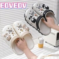EOVEOV Dép EOVEOV, Giày có lỗ cao gót đế dày, Dép đi biển bằng nhựa PVC chống thấm nước mùa hè