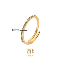 Epin ring - Nhẫn thép không gỉ mạ vàng 18k đính đá trắng Ziron (Freesize) - Aera