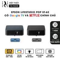 Epson EF-62 - Máy chiếu mini thông minh tích hợp Google TV, sử dụng công nghệ 3LCD độc quyền kết hợp nguồn sáng RGB-LED thế hệ mới, độ phân giải 4K PRO-UHD, độ sáng 700 ISO lumens, tương phản 5.000.000:1 cho hình ảnh và màu sắc cực đẹp