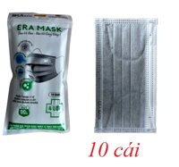 Eramask 18067 ERAtuixam túi 10 cái màu xám đen khẩu trang era mask 4 lớp hoạt tính kháng khuẩn dùng cho y tế - đi đường - sinh hoạt hàng ngày 10018067