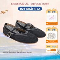 Erosska - Giày búp bê nữ lưới thời trang quai dây kiểu dáng đơn giản cao 1cm màu đen - EL058