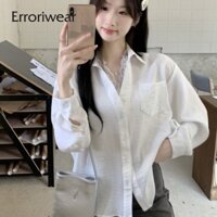 Erroriwear Áo Sơ Mi Nữ 2025 Màu Ren Xoay Cổ Áo Dài Tay Công Sở Thường Ngày