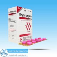 Erythromycin 250mg hỗ trợ điều trị nhiễm trùng (10 vỉ x 10 viên)