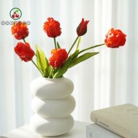 Erzap 5 Chiếc Hoa Tulip Vẹt Nhân Tạo, Sang Trọng Cảm Ứng Thật Mô Phỏng Bó Hoa Tulip, Bình DIY Trang Trí Handmade Thực Tế 5 Đầu Hoa Giả Trang Trí Sân Vườn Ngoài Trời