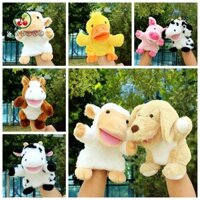 Erzap Con rối động vật sang trọng, Miệng mở có thể di chuyển được Bò Vịt lợn Búp bê tay nhồi bông, Chó Giáng sinh Ngựa Cừu kể chuyện mềm cho trẻ mới biết đi Trẻ em