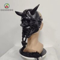 Erzap Prajna Head Cover, Horns Ghost Face Mặt nạ cao su Prajna Nhật Bản mềm mại, Cosplay Prop Đỏ và Đen có dây Devil Mask Party