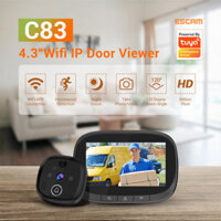 ESCAM C83 Wireless Doorbell 4.3inch WIFI IP Door Viewer HD Night Vision 120° can Take Photo and Video PIR Motion Detecti