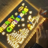 Eshylala Bảng ghi chú Led lớn có màu sắc Đèn Led phát sáng Bảng tin Acrylic Bảng vẽ Led Bảng viết Bảng xóa khô có và 7 bút Eshylala