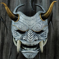 Eshylala Ma Nhật Bản Hannya Mặt nạ hóa trang Halloween Prajna Mặt nạ nửa mặt Samurai Eshylala