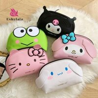 Eshylala Sanrio Hello Kitty Túi Trang Điểm Cinnamoroll Kuromi Túi Đựng Mỹ Phẩm PU Dung Tích Lớn Túi Rửa Bút Túi Đựng Tiền Xu Túi Son Môi [MỚI]
